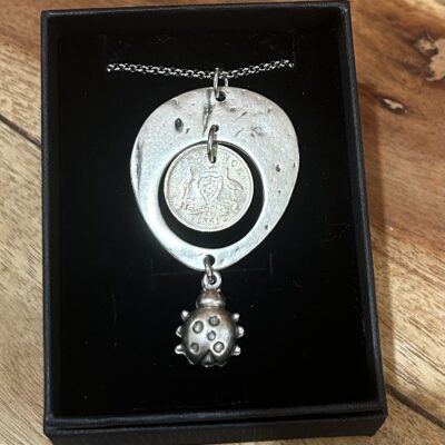 Australian Sixpence Lady Beetle Necklace