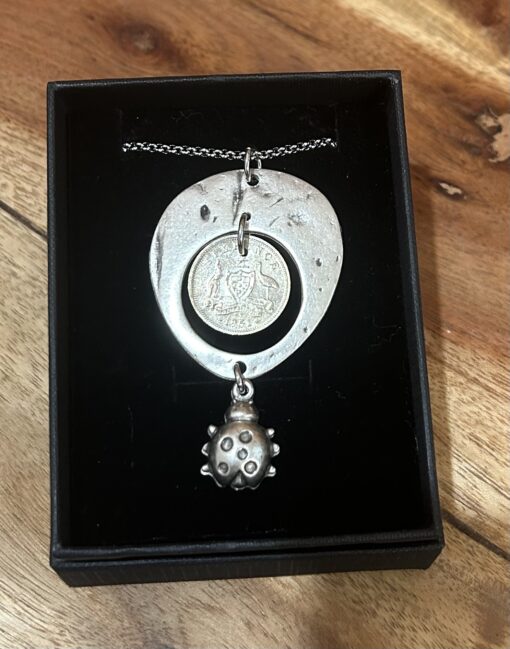Australian Sixpence Lady Beetle Necklace