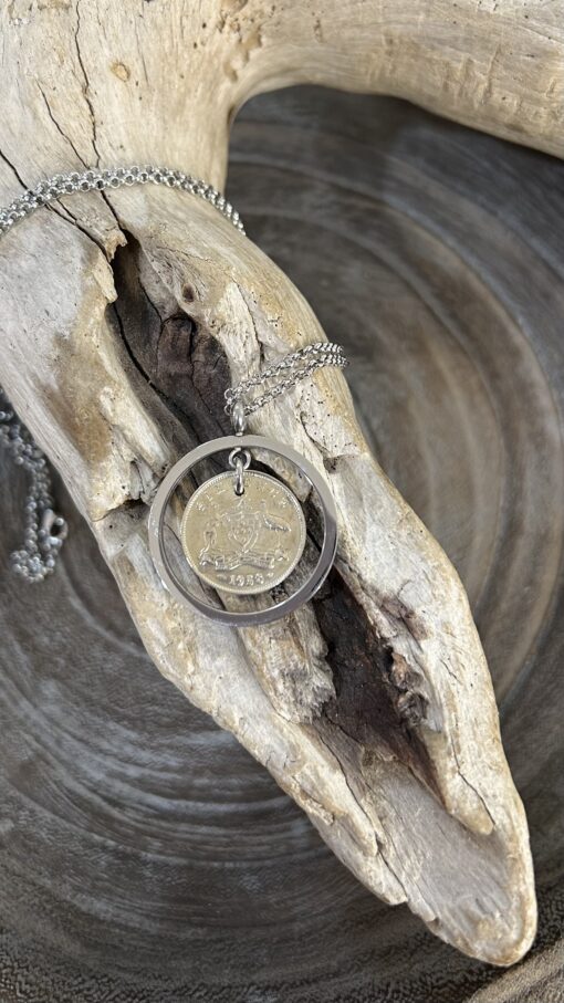 1958 Sixpence Swing thru Bezel Necklace - Image 3