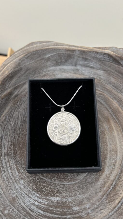1966 Round Fifty Cent Coin Necklace in Sterling Silver Bezel - Image 4