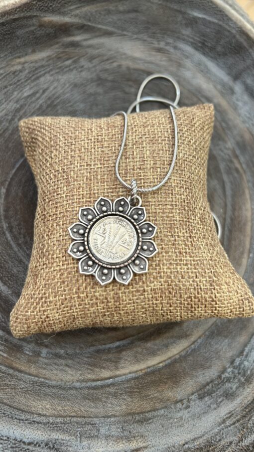 Flower Bezel Set 1948 Coin Necklace