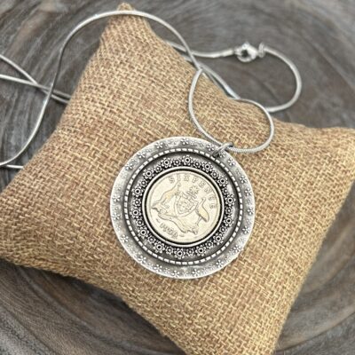 1956 Australian Sixpence Double Bezel Necklace