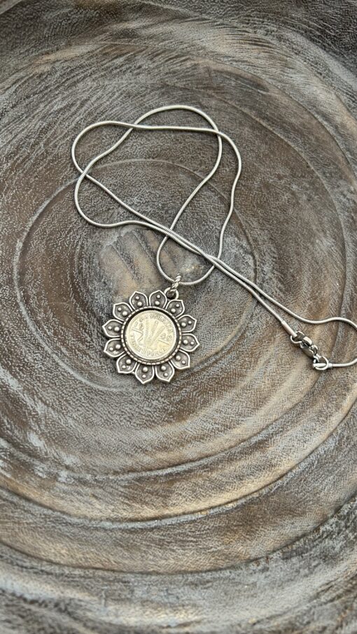 Flower Bezel Set 1948 Coin Necklace - Image 2