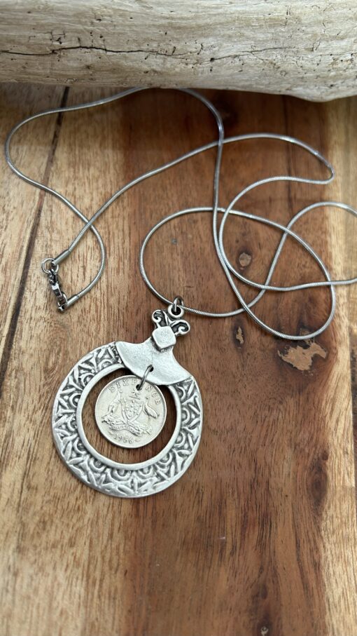 Genuine 1956 Australian Sixpence Coin Necklace - Image 2