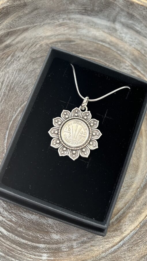 Flower Bezel Set 1948 Coin Necklace - Image 3