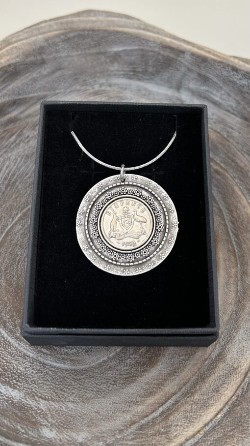 1956 Australian Sixpence Double Bezel Necklace - Image 3