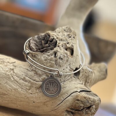 Adjustable Stainless Steel Bangle with 1951 Threepence Charm