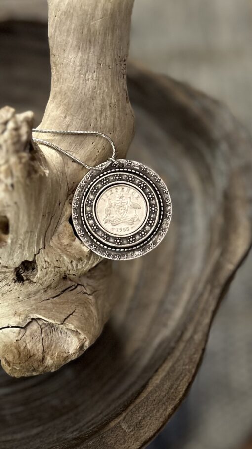 Authentic 1955 Australian Sixpence Coin Necklace