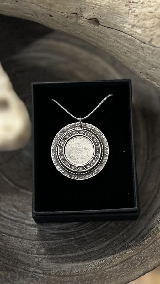 Authentic 1955 Australian Sixpence Coin Necklace - Image 2