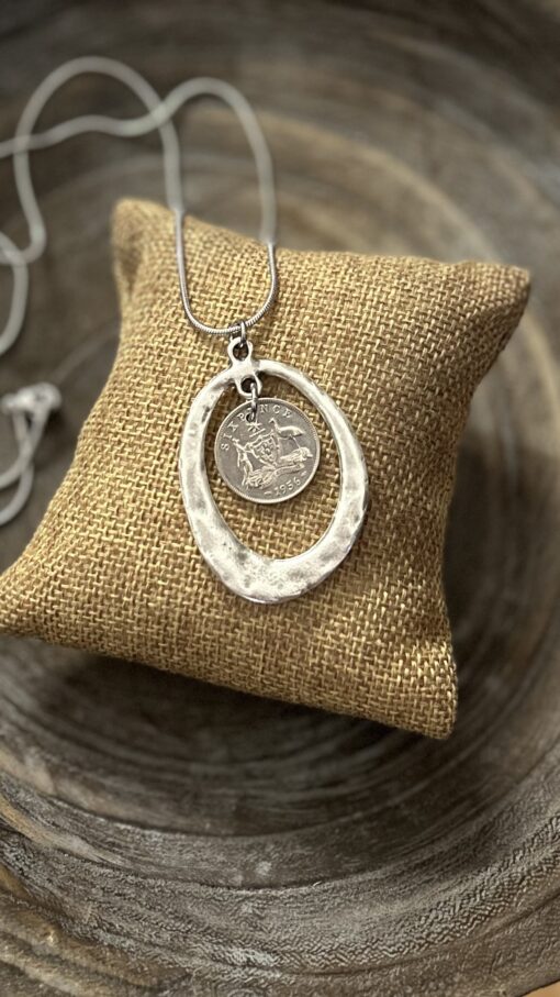 Authentic 1956 Australian Sixpence Coin Necklace - Image 2