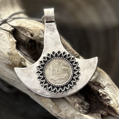 1958 Australian Sixpence Statement Necklace