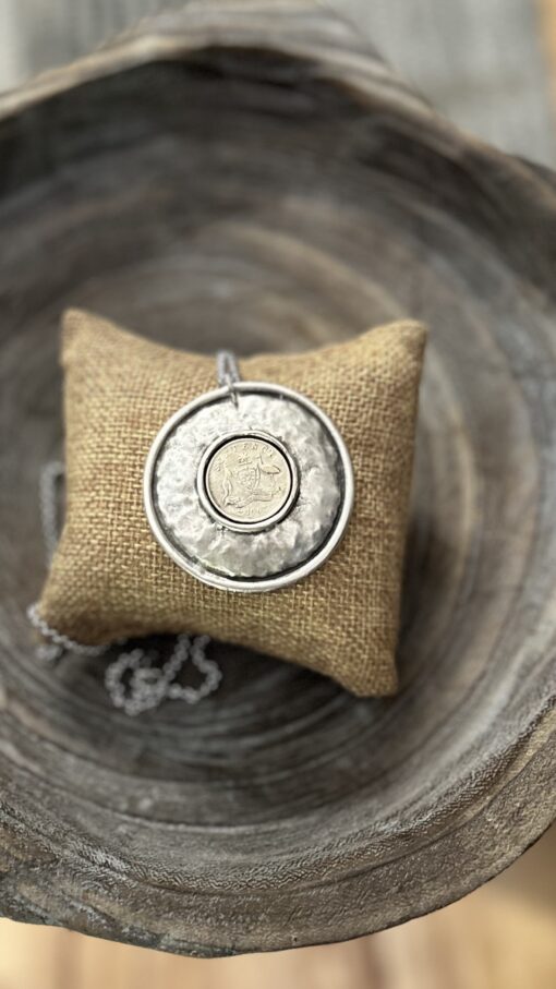 Bold Disc 1962 Australian Sixpence Coin Necklace