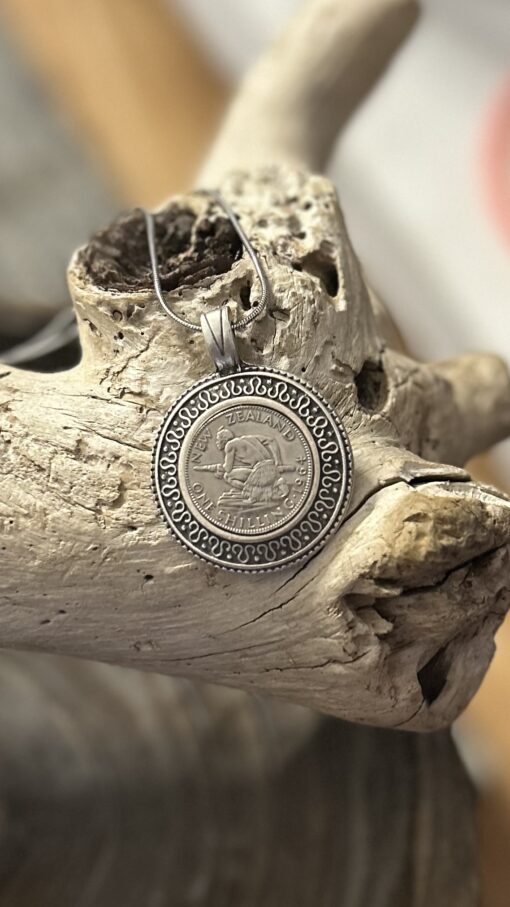 Charming 1964 New Zealand Silver Shilling Coin Necklace