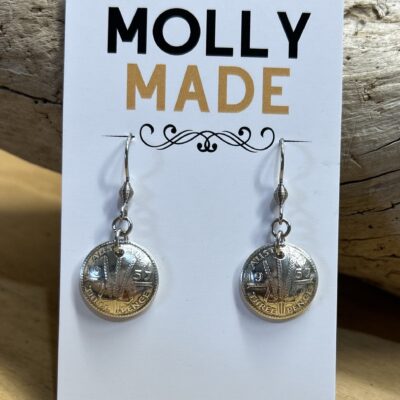 1957 Hand Domed Threepence Earrings