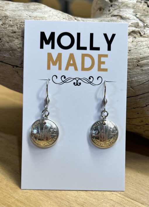 1957 Hand Domed Threepence Earrings