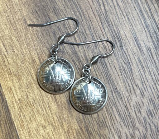 1957 Hand Domed Threepence Earrings - Image 3