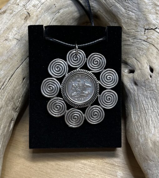 Unique spiral surround 1957 Coin Necklace - Image 2