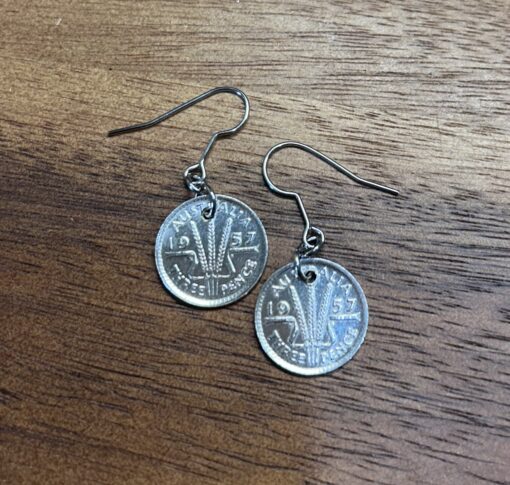 1957 Threepence Earrings - Image 3