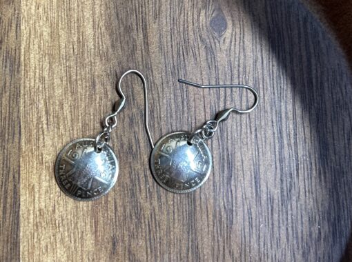 1961 Domed Threepence Earrings - Image 2