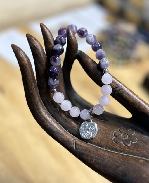 Rose Quartz and Amethyst Bee Bracelet - Image 3