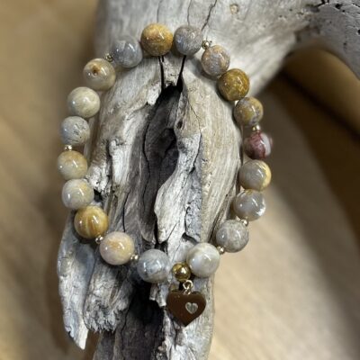 Beaded Gold Heart Bracelet