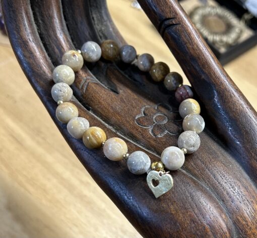 Beaded Gold Heart Bracelet - Image 3