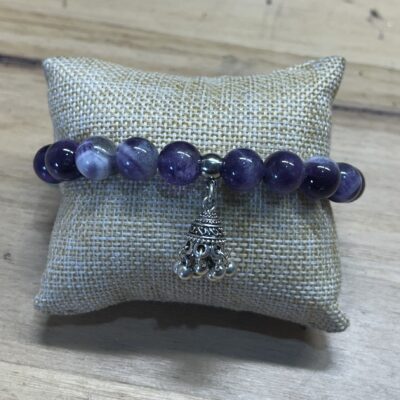 Amethyst & Fluorite Beaded Charm Bracelet