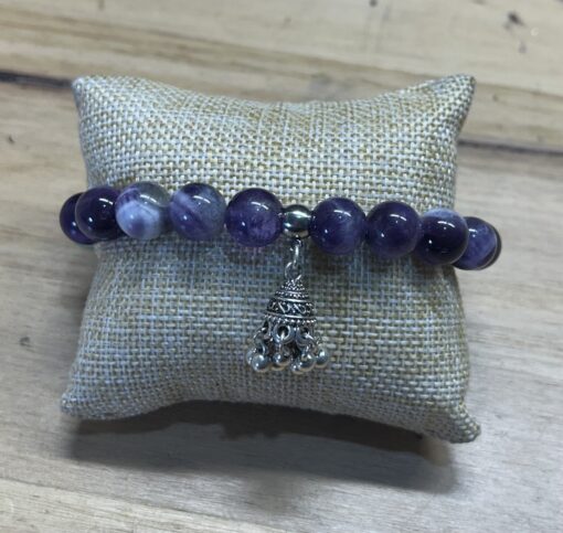 Amethyst & Fluorite Beaded Charm Bracelet