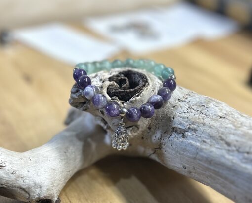 Amethyst & Fluorite Beaded Charm Bracelet - Image 3